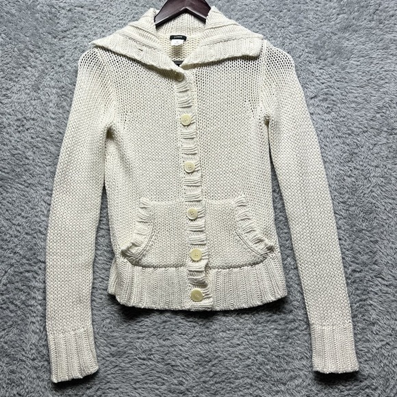 J.CREW Sweaters - J Crew Sweater Cardigan Womens XS Cream White Chunky Button Up Shawl Collar